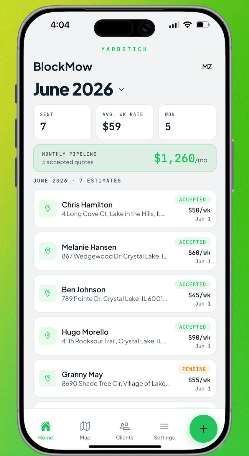 Yardstick dashboard